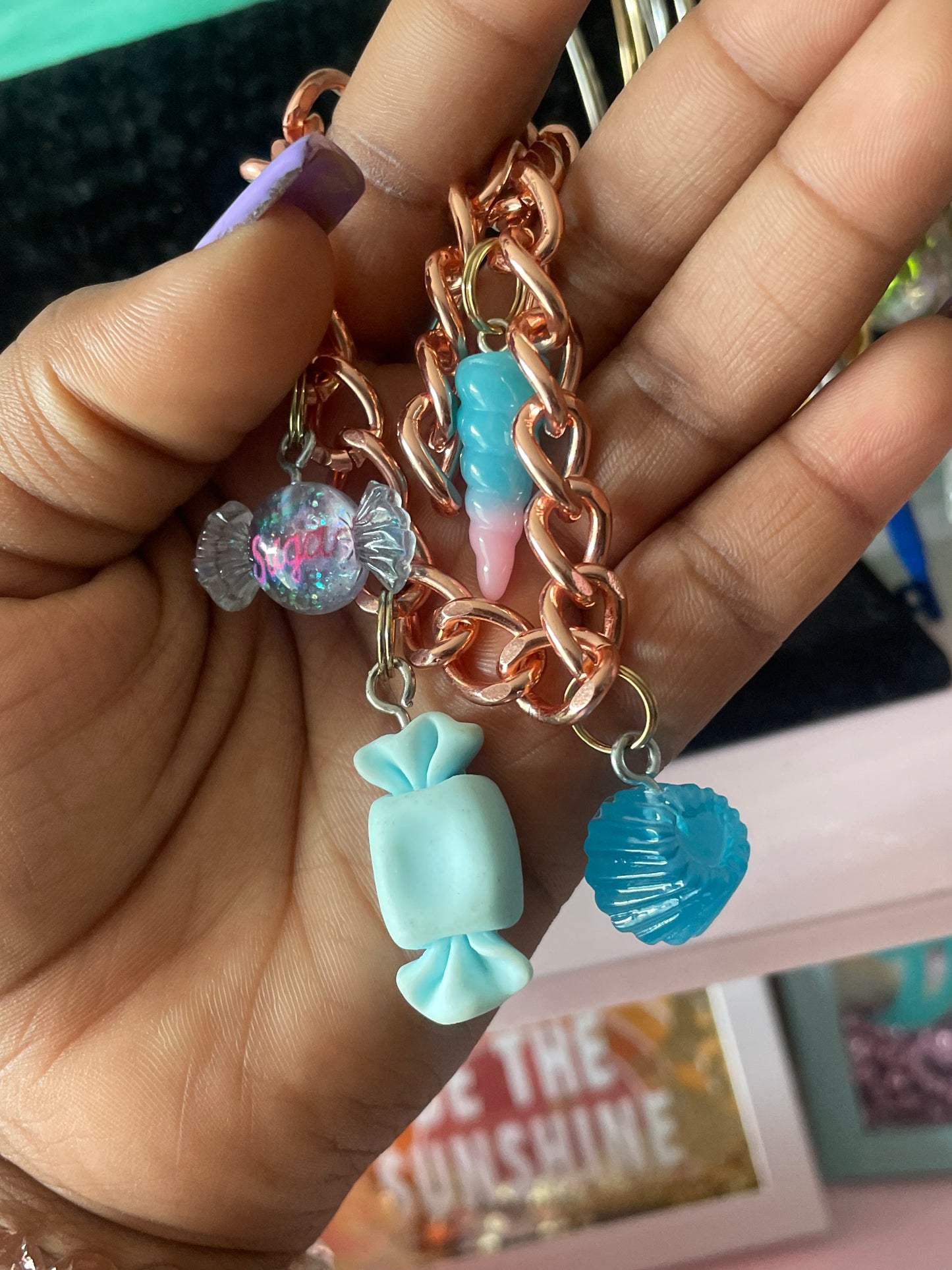 Baby Blue ( Cuban Link Bracelet )