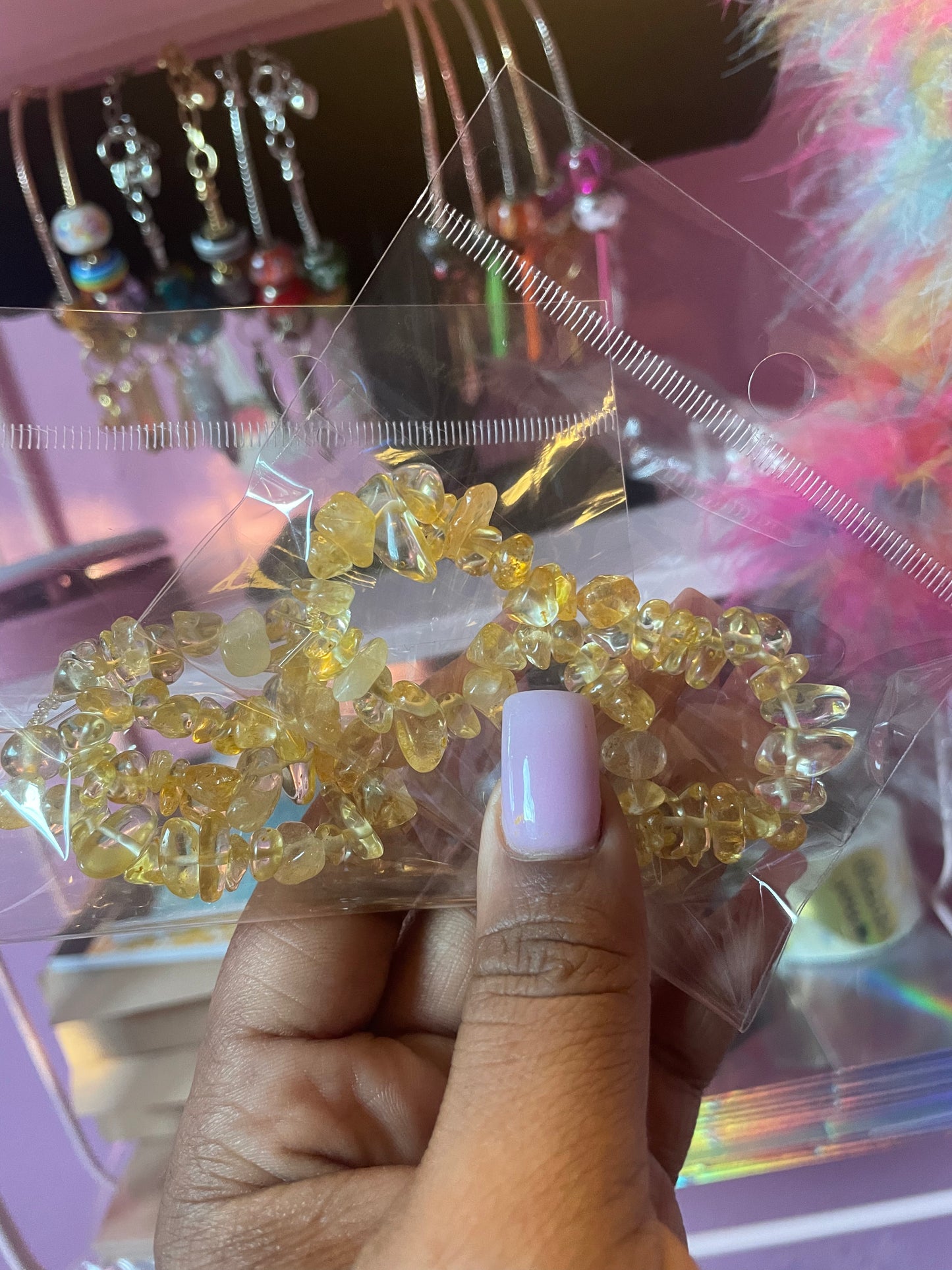 Citrine ( Yellow ) Crystal Chipped Bracelet 1Pc