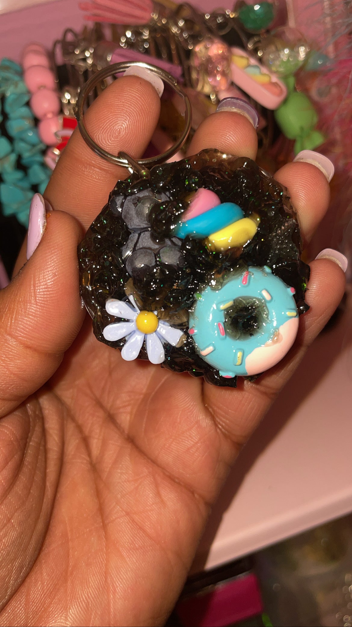 “ Blue Bear “ I Heart Custom Keychain