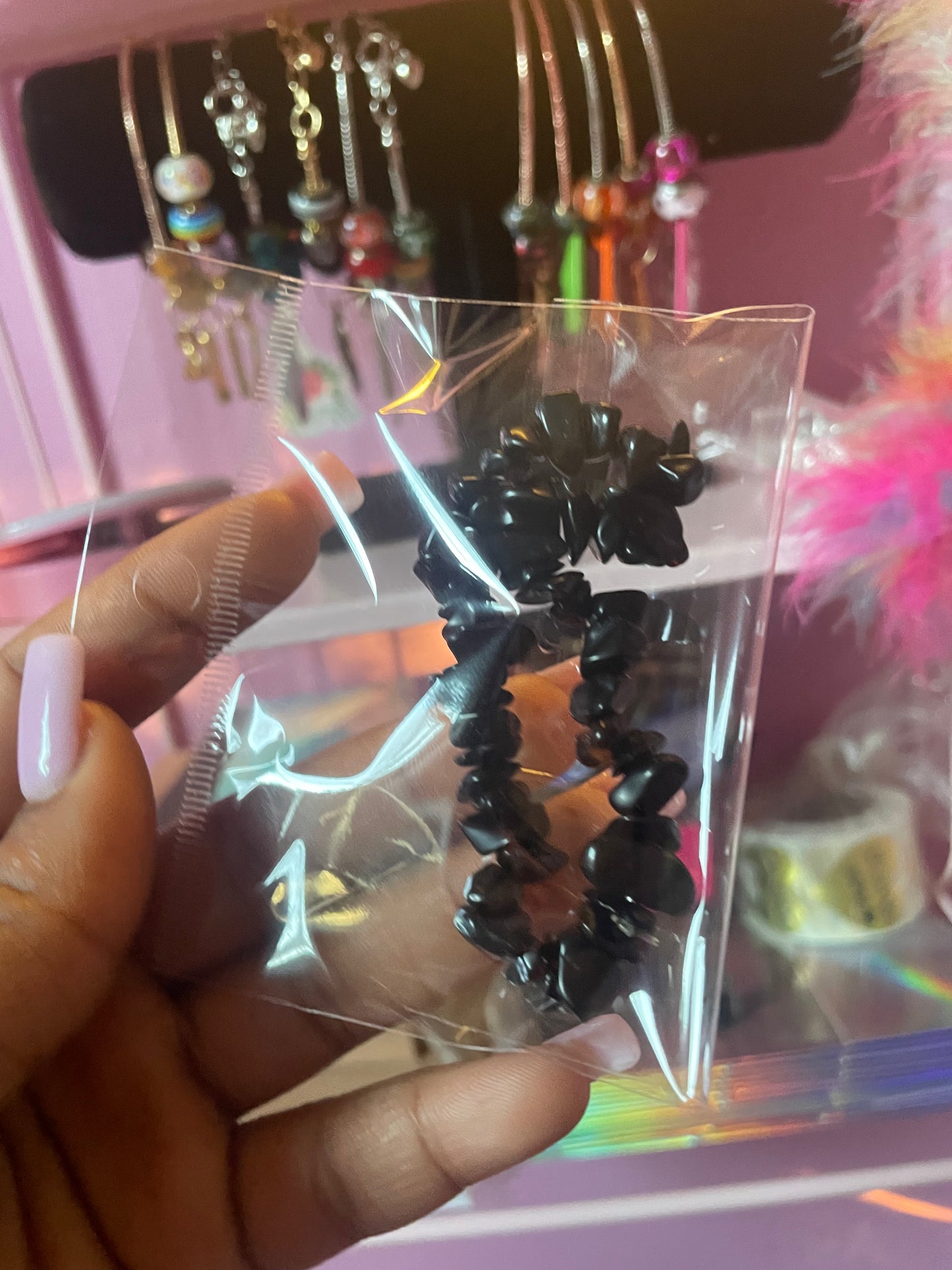 Dark Brown Agate ( Dark Brown ) Crystal Chipped Bracelet 1Pc